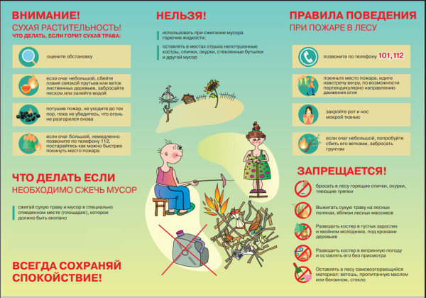 Возникновение пожаров при сжигании сухой растительности
